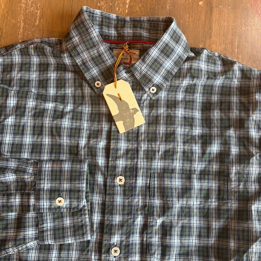 Relwen Plaid Lightweight Woven Shirt Button Down Long Sleeve Mens Medium NWT